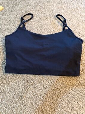 Seamless Black Ribbed Crop swim Cami